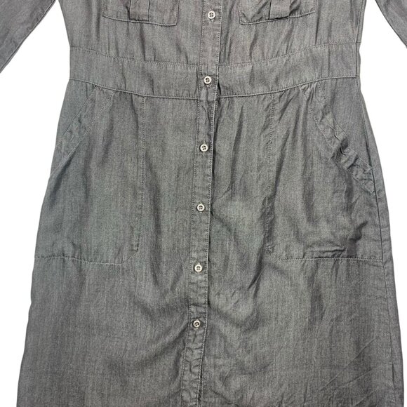 long sleeve shirt dress dark grey button down tunic sz SMby STANDARD GRACE - Picture 14 of 16